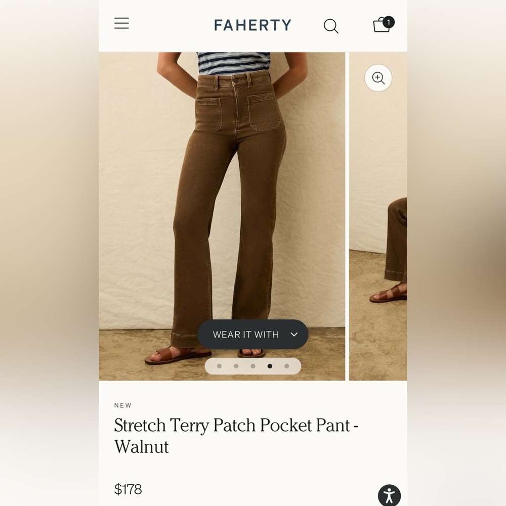 Faherty Pumpkin Stretch Terry Patch Pocket Pants - image 1